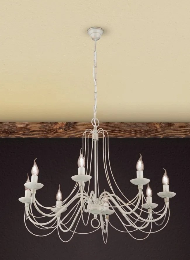 Candelabru design rustic cu 8 brate Vela, ivory