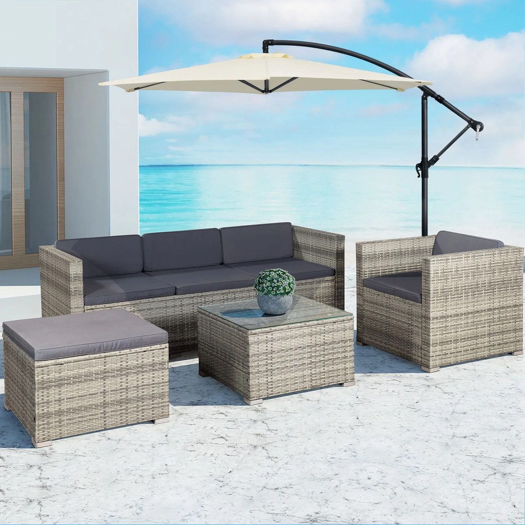 Jusky Set ratan de gradina Punta Cana L - perne gri/antracit