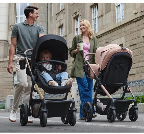 Cărucior de copii combinat 3 în 1 KINDERKRAFT MOOV 2 Pure black + scaun auto MINK PRO