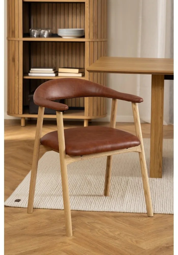Scaun de dining maro coniac/în culoare naturală din imitație de piele Addi – Actona
