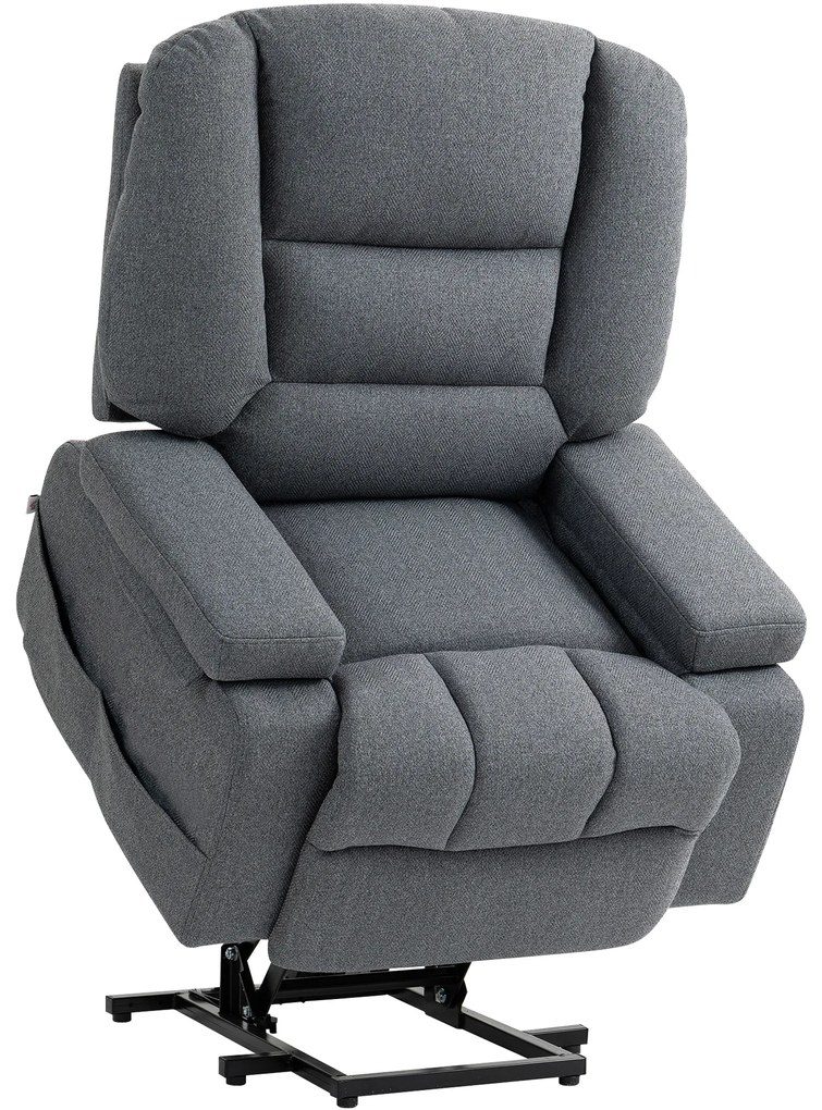 HOMCOM Scaun Rabatabil, Canapea cu Masaj prin Vibrații și Căldură, Scaun de Ridicare cu Telecomandă, 97x90x102 cm, Gri