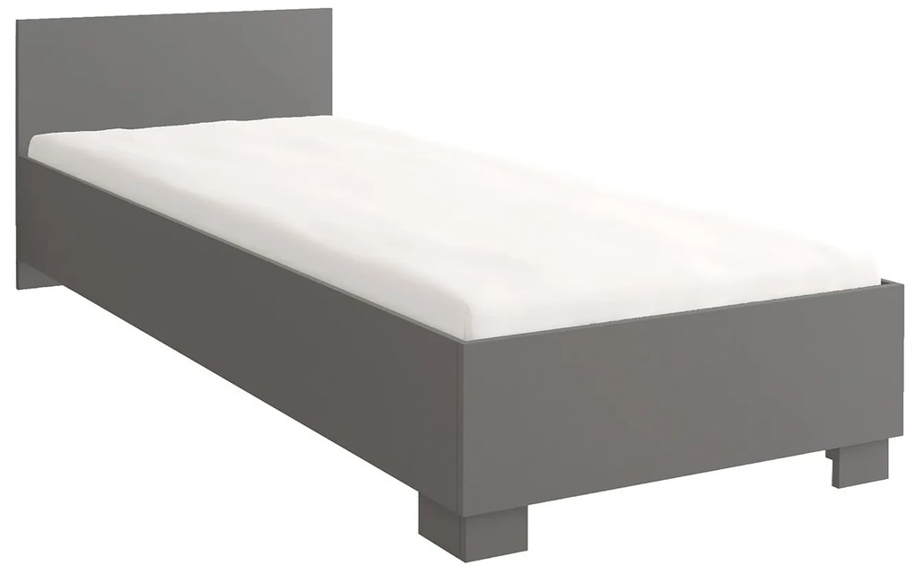 Pat de o persoană 90 cm Oleg II (Alb + gri). 1071611