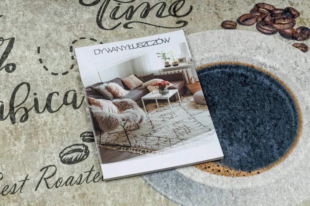 ANDRE 2835 covor lavabil Cafea bucatarie, anti-alunecare - verde / bej