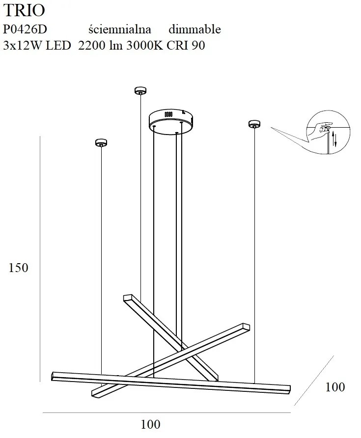 Lustra LED dimabila design modern TRIO 3 auriu