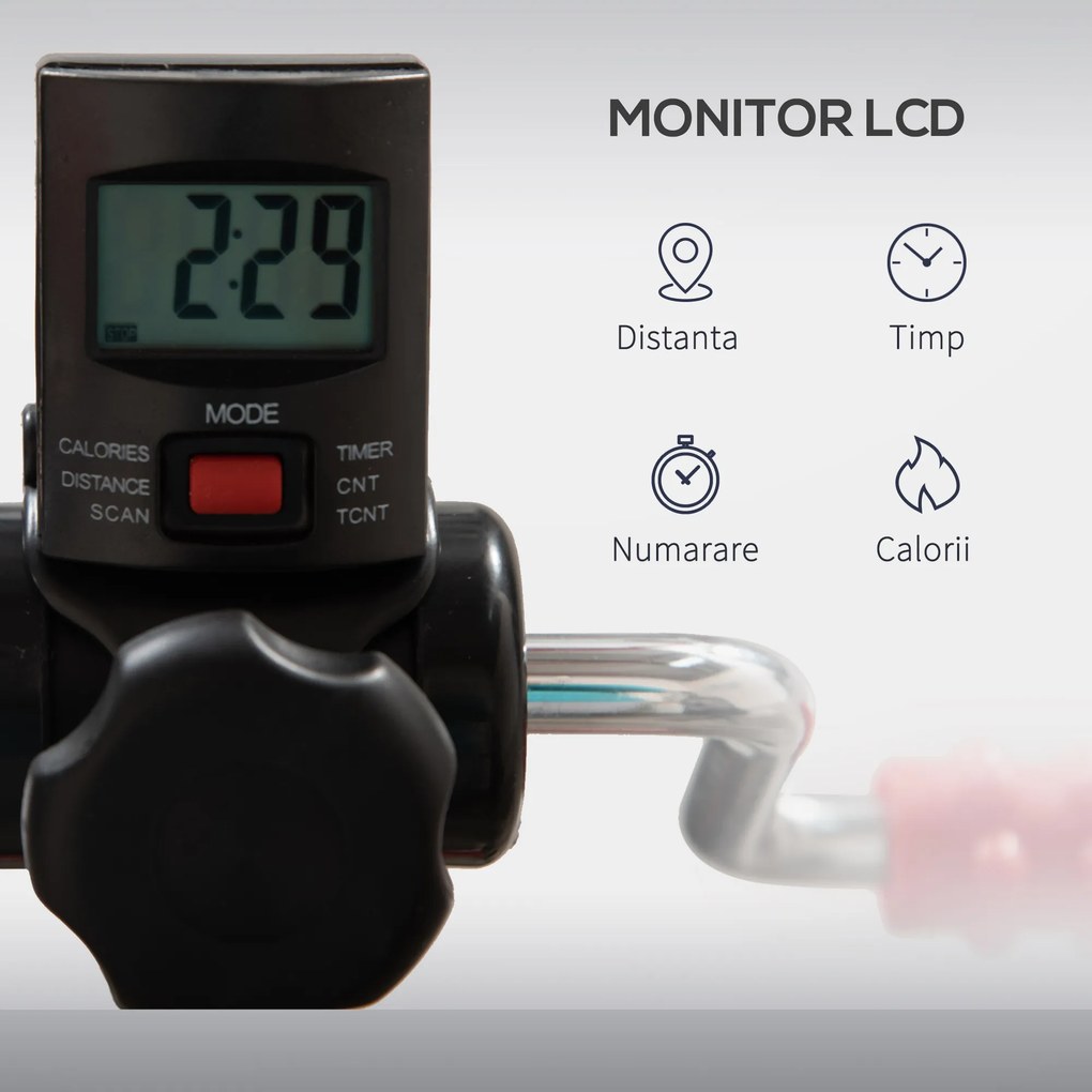 HOMCOM Bicicleta de antrenament portabila reglabila pe inaltime cu afisaj LCD si role pentru masaj la picioare pentru varstnici, Batrani | AOSOM RO