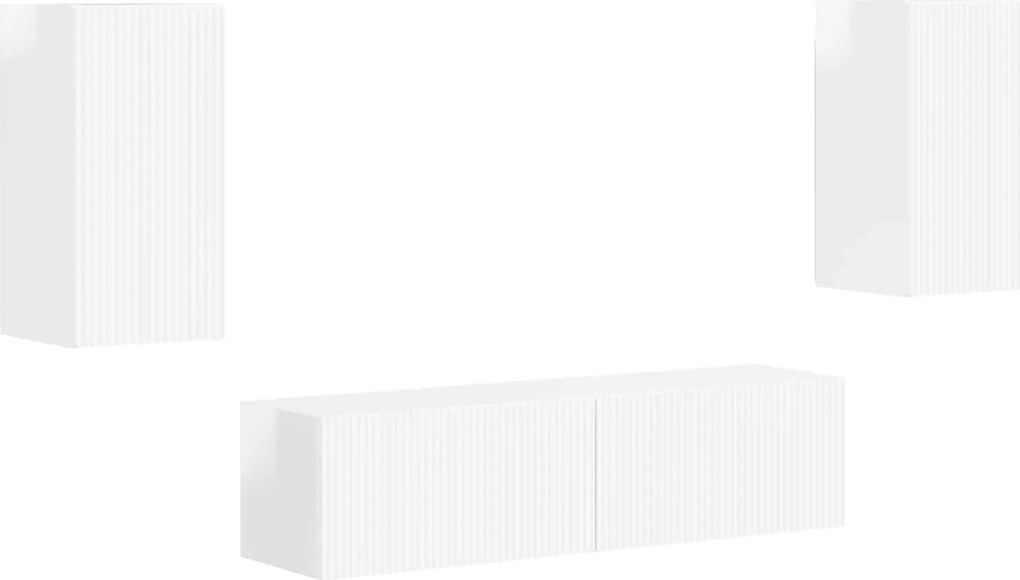 vidaXL Set comodă TV 4 pcs Alb lucios Lemn compozit