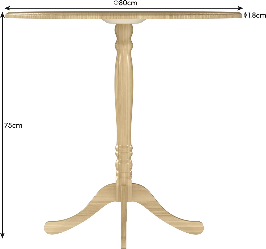 HOMCOM Masă rotundă pentru 4 persoane Ø 80 cm, masă de bucătărie, picior din oțel, stil modern, lemn natural | Aosom Romania