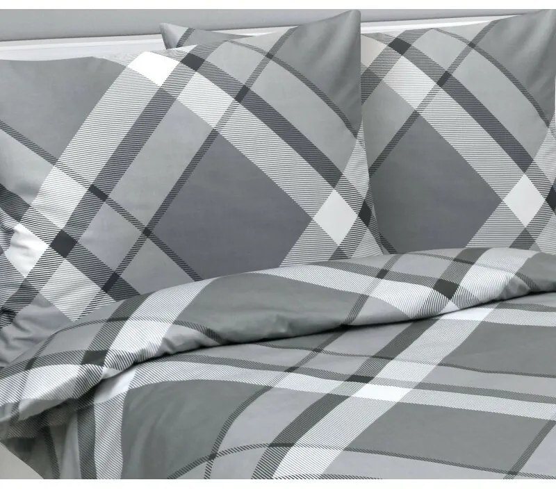 Lenjerie de pat Bellatex Satin Káro gri , 140 x220 cm, 70 x 90 cm, 140 x 220 cm, 70 x 90 cm