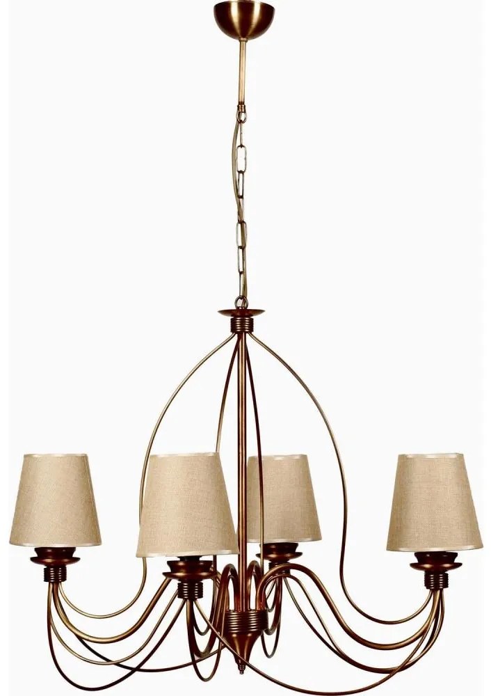 Candelabru cu lanț CLASSIC 4xE14/40W/230V bronz/bej