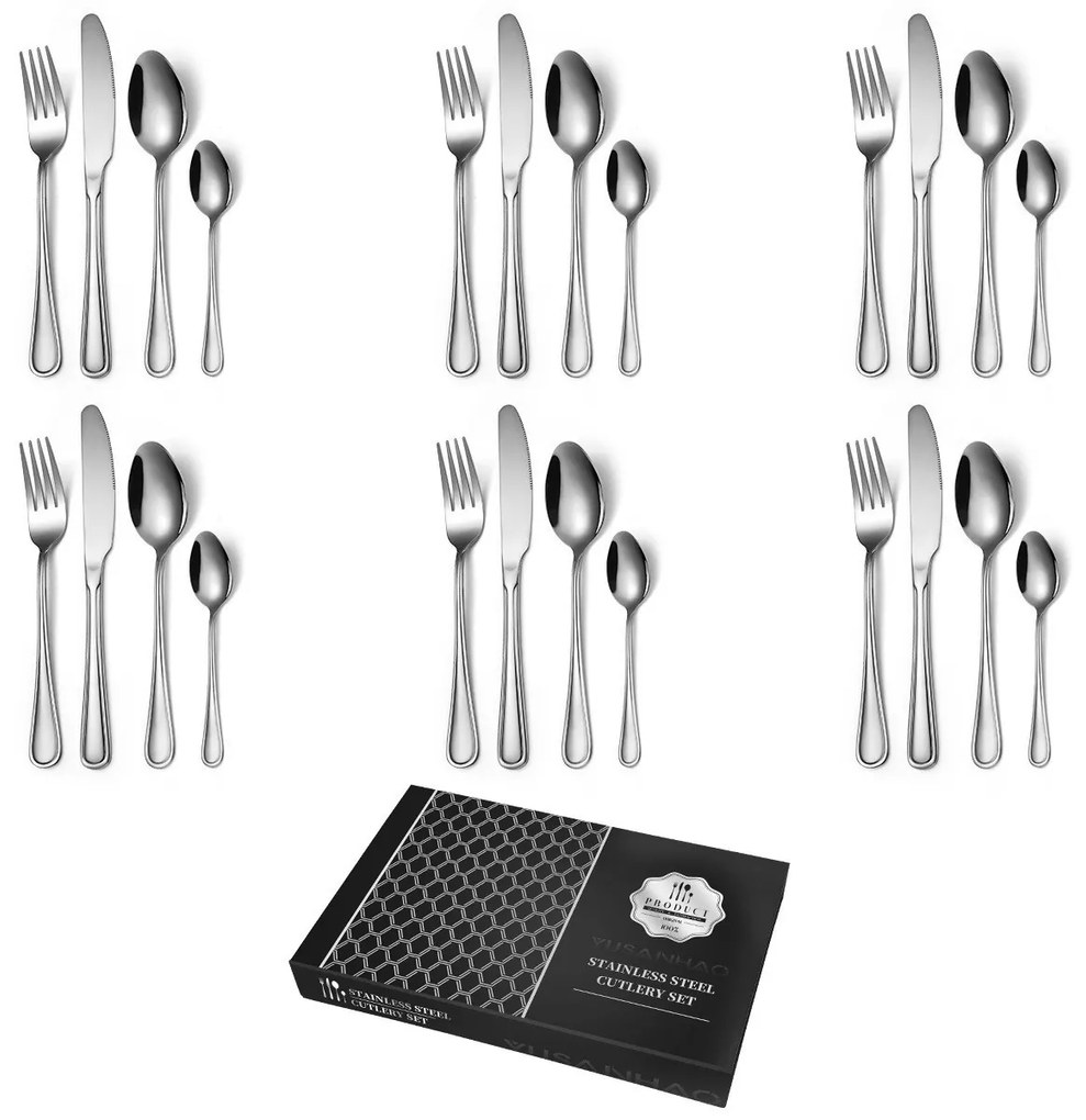 Set 24 tacamuri,stainless stell,pentru 6 persoane,TRENDY’S,crom