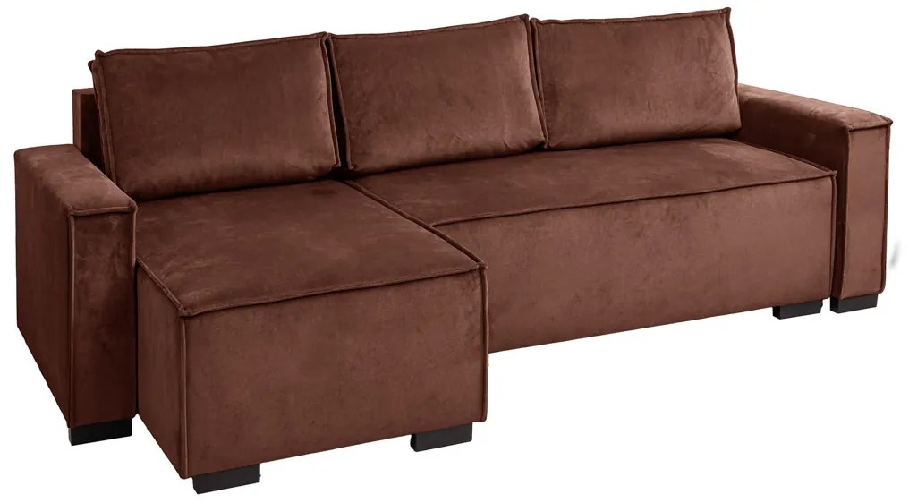 Canapea extensibila cu colt bilateral SMART VELVET, maro