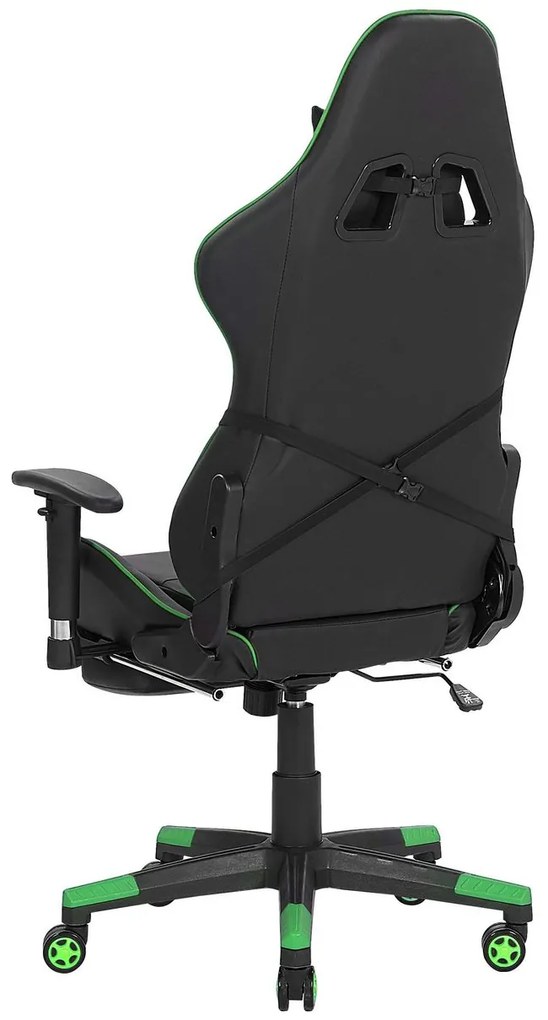 Scaun de birou VITTORE (piele artificială) (negru + verde). 1019108
