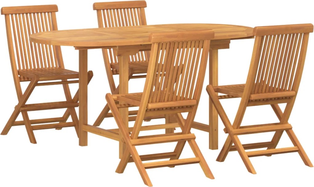 vidaXL Set de masă pentru grădină 5 pcs Maro Lemn solid de tec