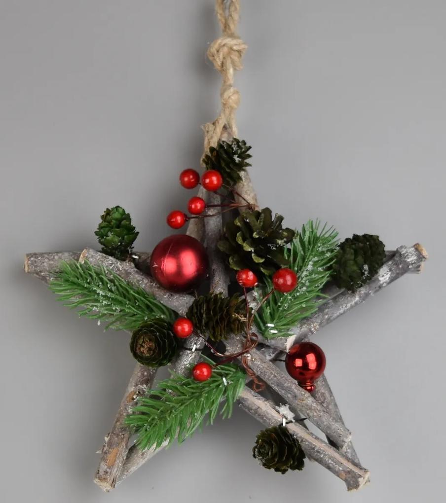 Vánoční závěsná hvězda Green pine, 20 cm