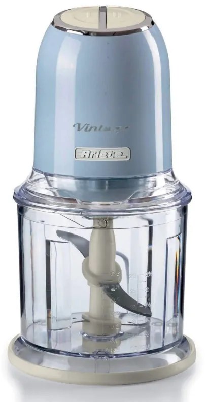 Tocator alimente Ariete VINTAGE 0438/05, 400W, 600 ml, 2 viteze, Otel inoxidabil, Albastru