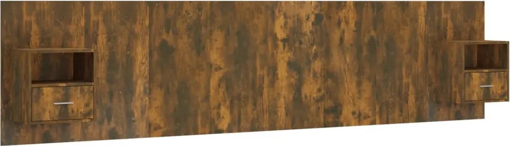 vidaXL Tăblie de pat cu dulapuri, stejar fumuriu, lemn prelucrat