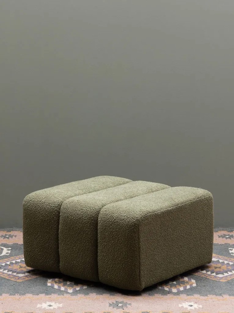Taburet verde, din textil, Nasrine