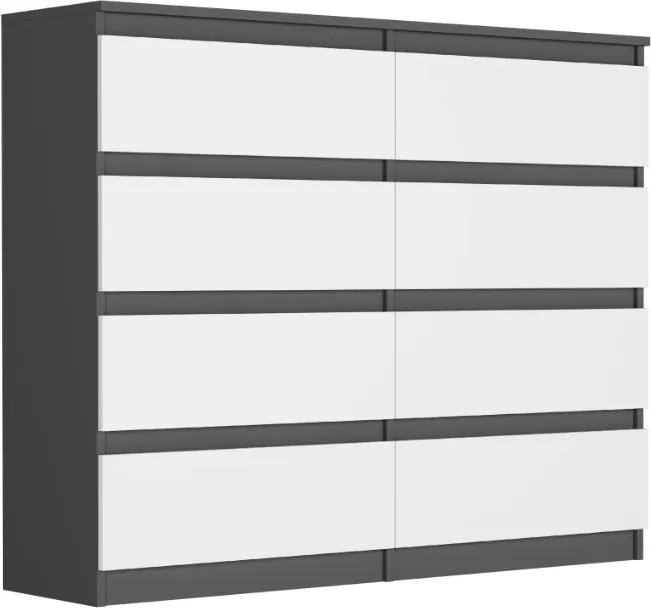 Comoda cu 8 sertare R-120-S8 - diferite variante de culoare antracit mix alb