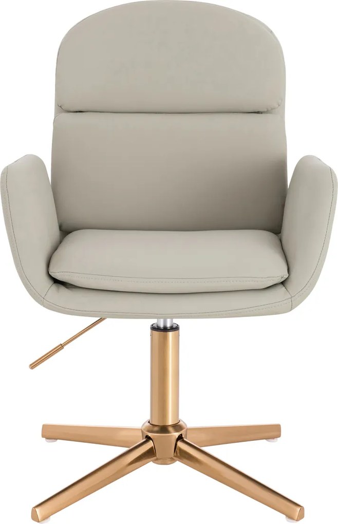 HR480CROSS Scaun Ecru Piele Ecologica Premium Soft cu Bază Aurie