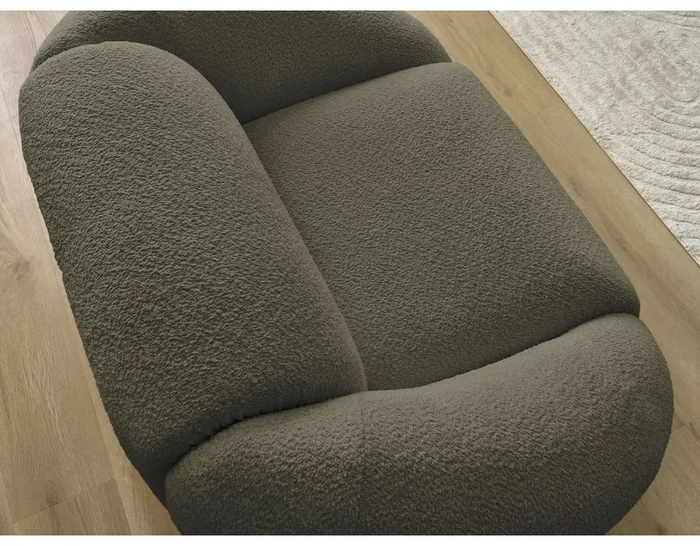 Fotoliu verde cu tapițerie din țesătură bouclé Tina – Bobochic Paris