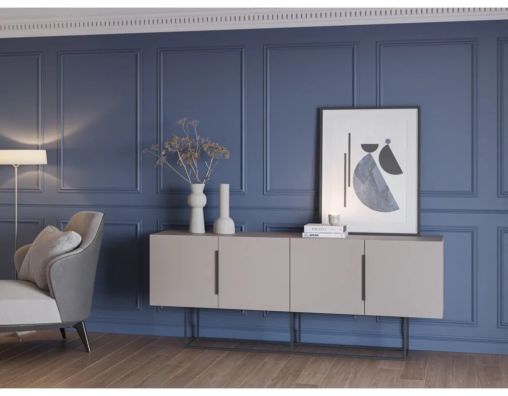 Comodă gri/bej joasă 200x80 cm Titan – Marckeric