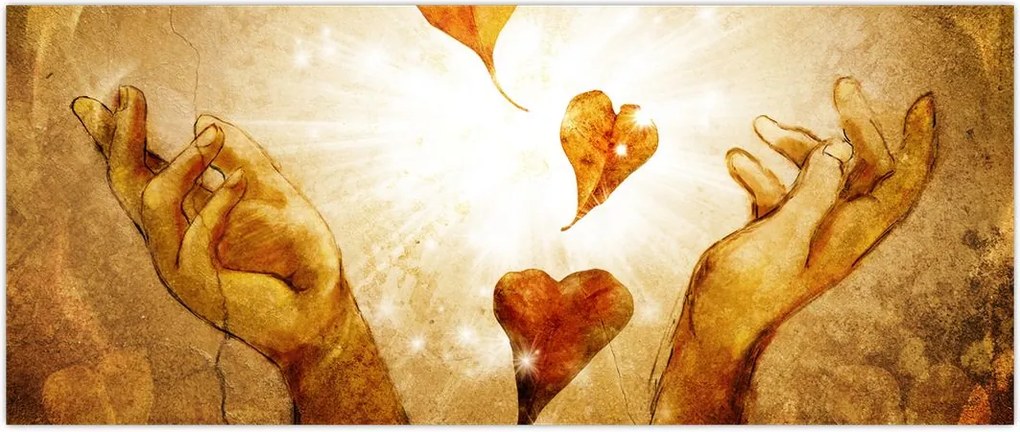 Tablou - pictura mâinilor pline de dragoste (120x50 cm)