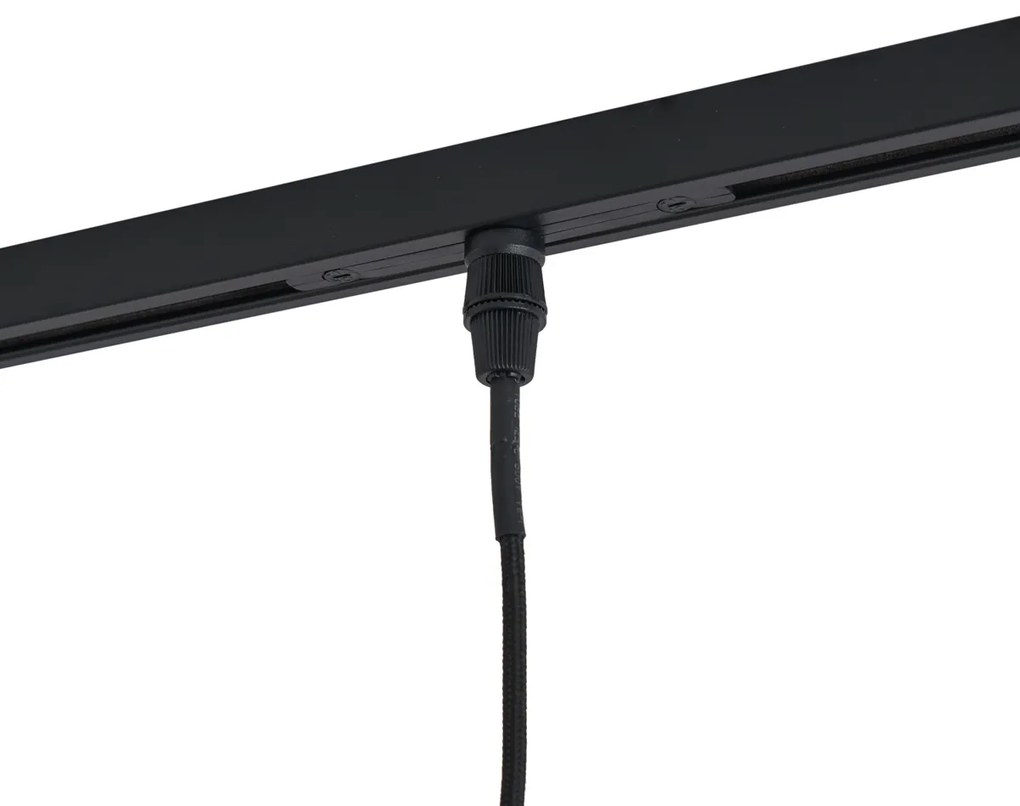 Sistem de iluminat pe șină modern negru cu 6 lămpi suspendate aurii cu sticlă ambră monofazată - Slimline Loyce