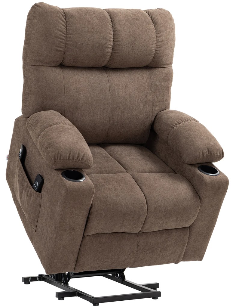 HOMCOM Fotoliu de Relaxare cu Funcție de Ridicare, electric, 90x75x100cm, Maro | Aosom Romania