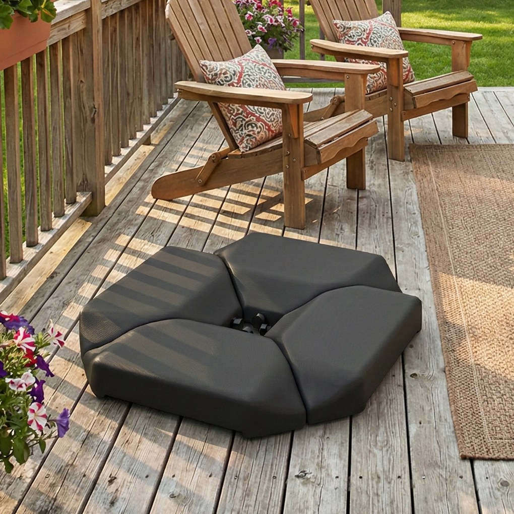 Outsunny Bază pentru Umbrelă de 4 Piese, pentru Cantilever Suport pentru Parasolar din HDPE Umplabil cu Apă 77 kg sau Nisip 100 kg | Aosom Romania