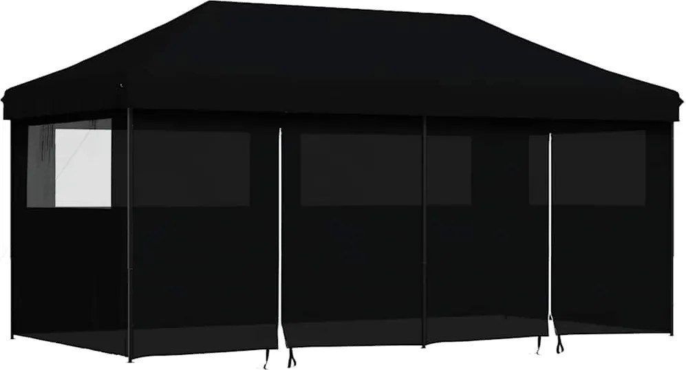 vidaXL Cort pliabil pentru petreceri cu 4 pereți laterali, negru