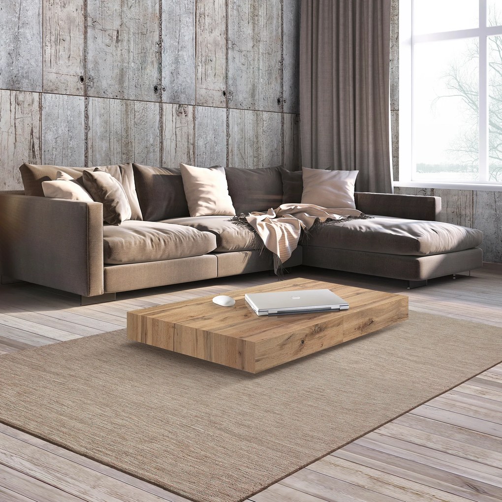 Masa Transformabila, extensibila, cu sistem de ridicare-coborare - LEMN RUSTIC - 120 cm / 80 cm - Transformabila