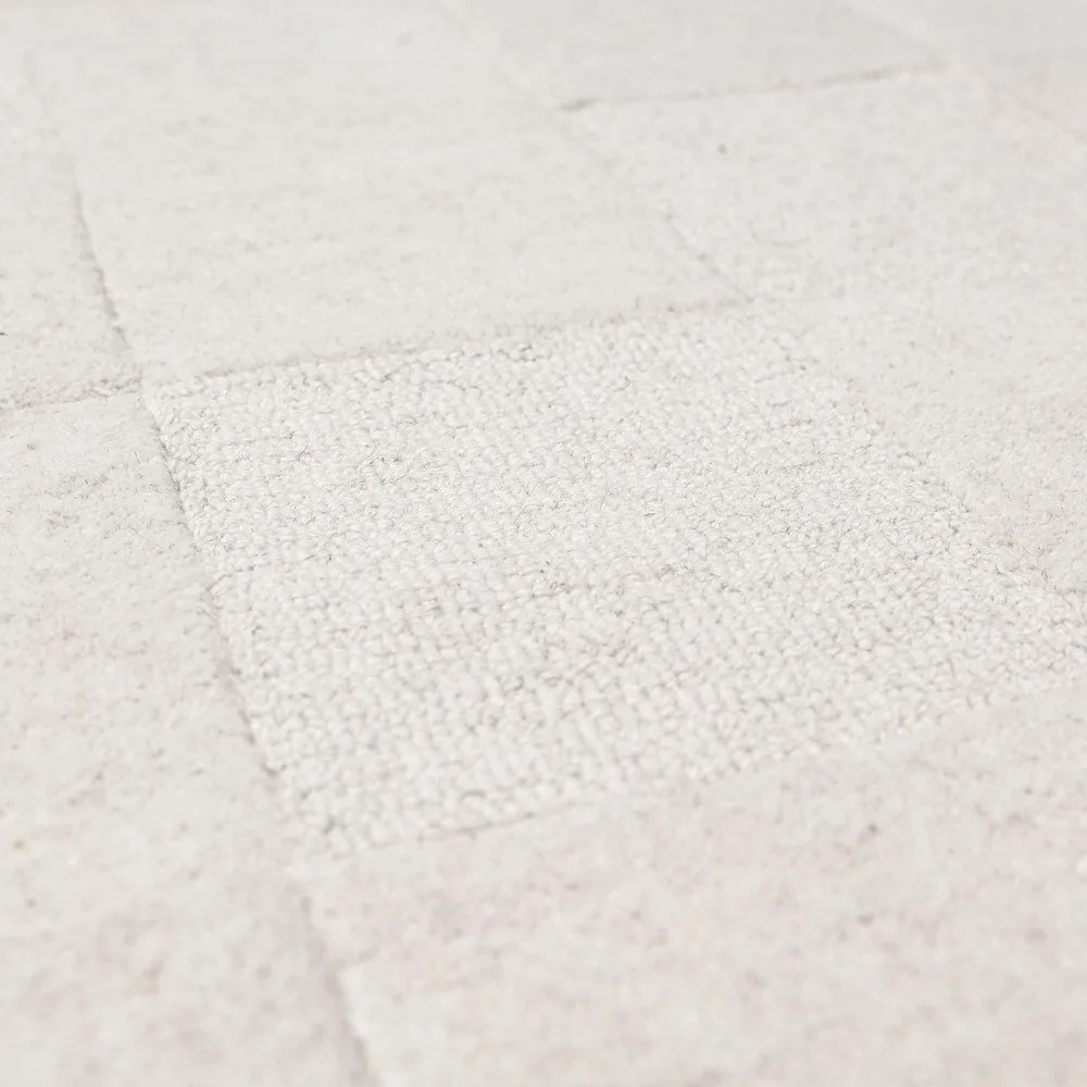 Covor fildeș țesut manual din lână 200x290 cm Checkerboard – Flair Rugs