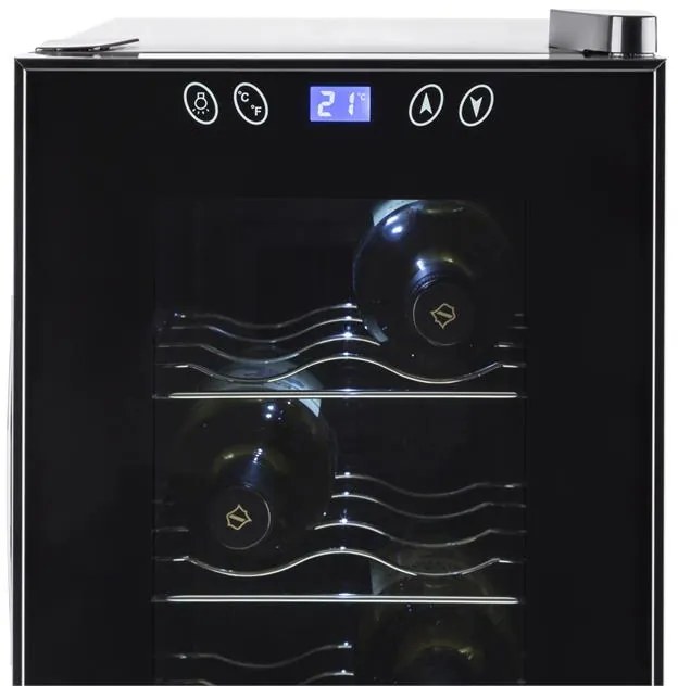 KLARSTEIN VINAMORA, neagră, frigider de vin, 35 litri, 12 sticle, LED-uri, la atingere