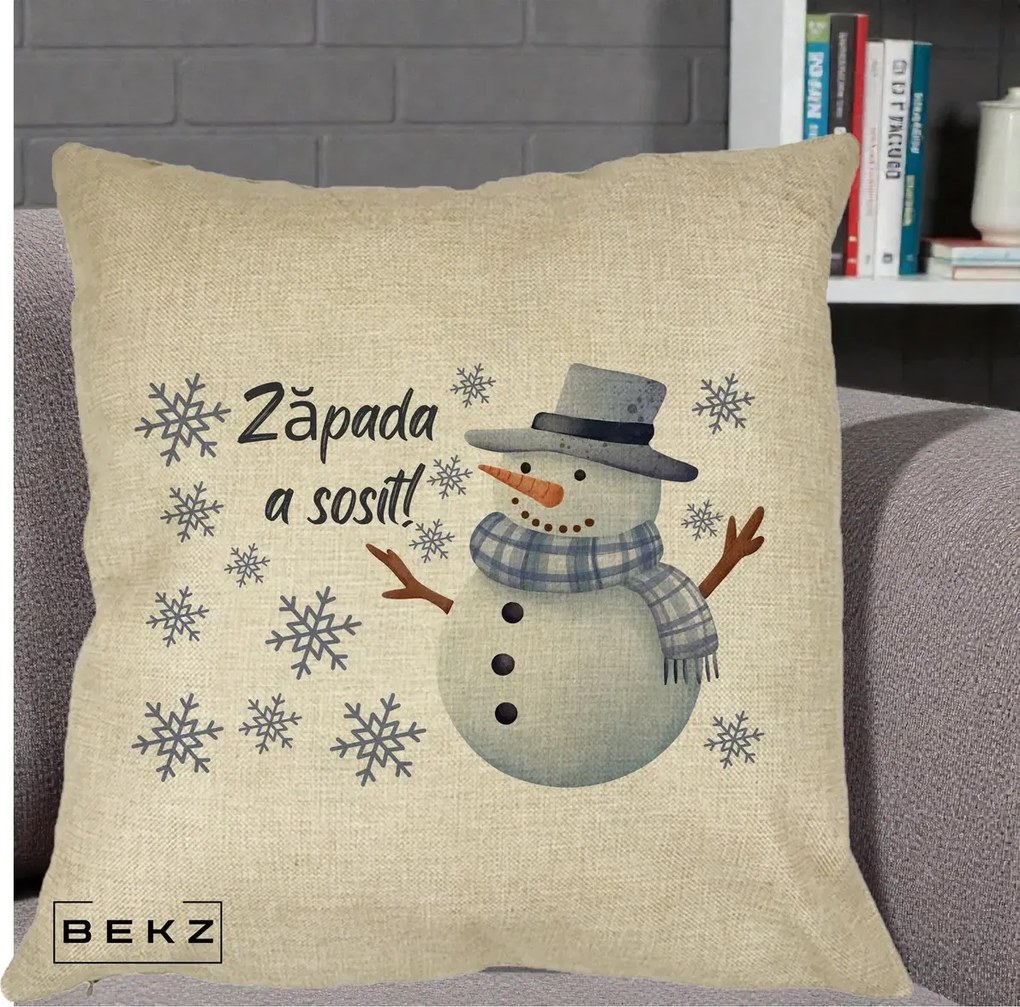 Perna Decorativa Zapada a Sosit Om de Zapada, 40x40 cm, Crem, Husa Detasabila, Perna Inclusa, BEKZ®