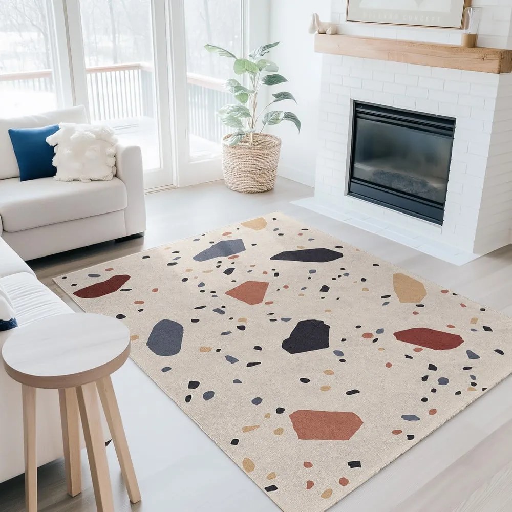 Covor crem lavabil 60x100 cm Cracked Terrazzo – Mila Home