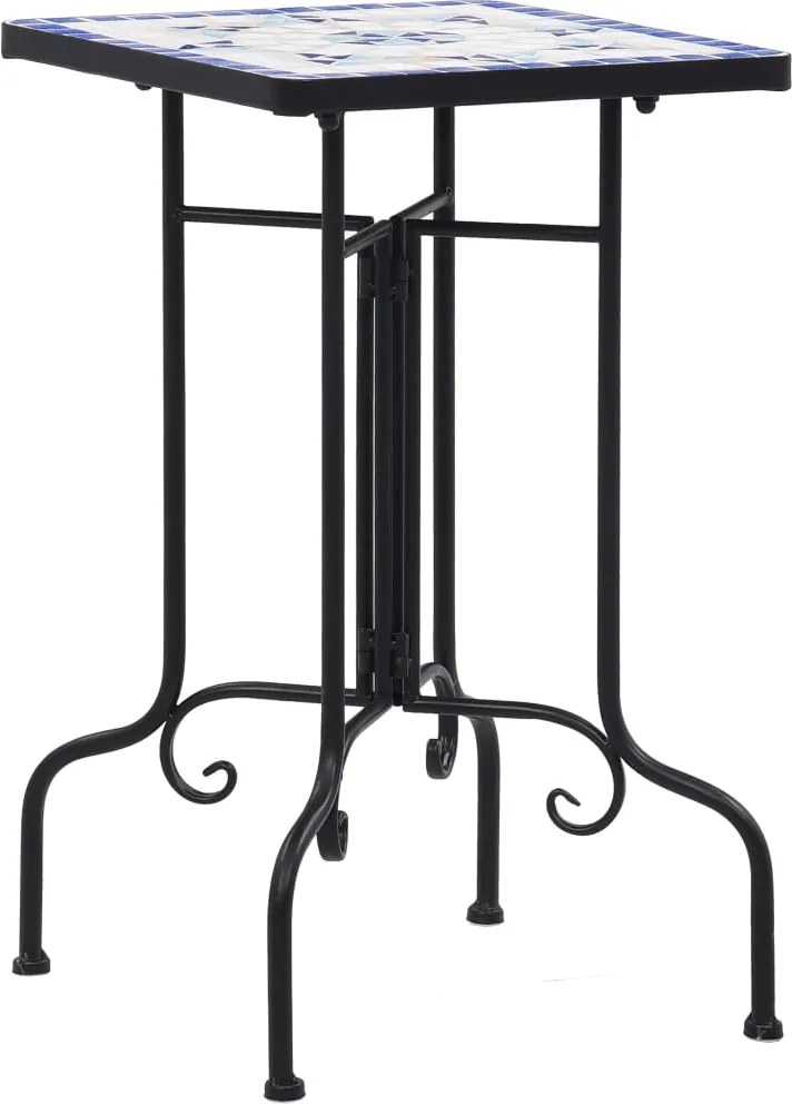 vidaXL Masă laterală cu mozaic, albastru și alb, ceramică