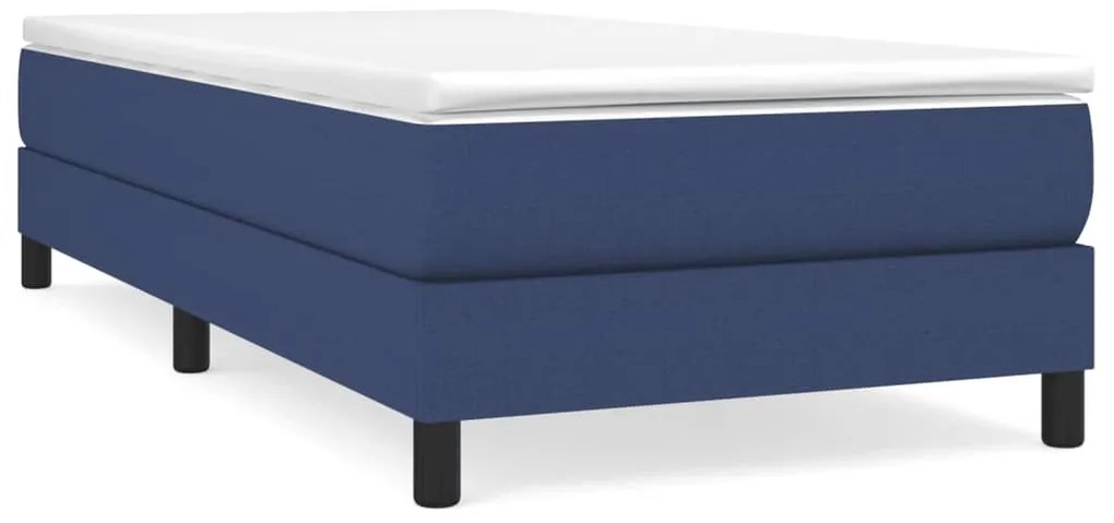 3144043 vidaXL Pat box spring cu saltea, albastru, 90x190 cm, textil