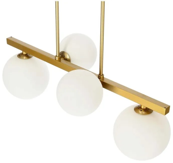 Lustră albă/aurie cu abajur din sticlă Kama – Candellux Lighting
