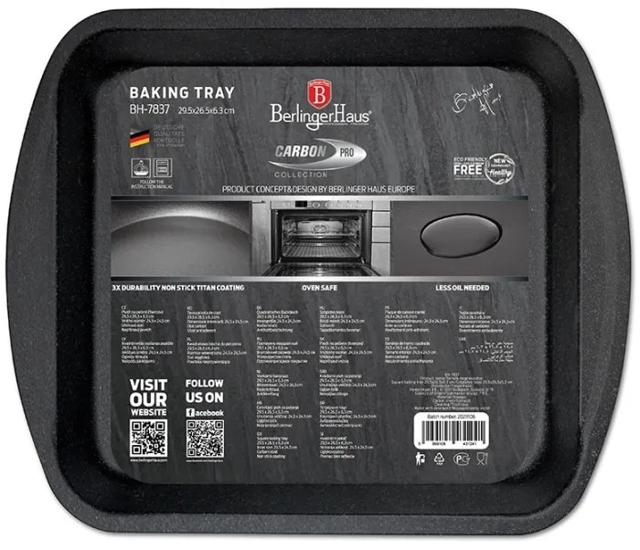 Tava antiaderenta pentru cuptor 29.5 x26,5 cm Carbon Pro Berlinger Haus BH 7837