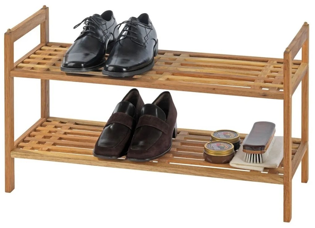 Suport pantofi Norway Brown, Wenko, 6 perechi, 69x40.5x27 cm,  lemn de nuc, natur