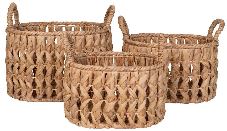 Coșuri Balerma, jacint de apă, naturale, 3pcs