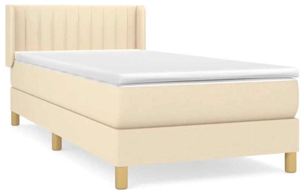 3130390 vidaXL Pat box spring cu saltea, crem, 80x200 cm, textil