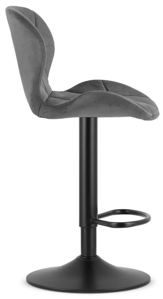 Scaun de bar cu picior negru WEST VELVET, gri