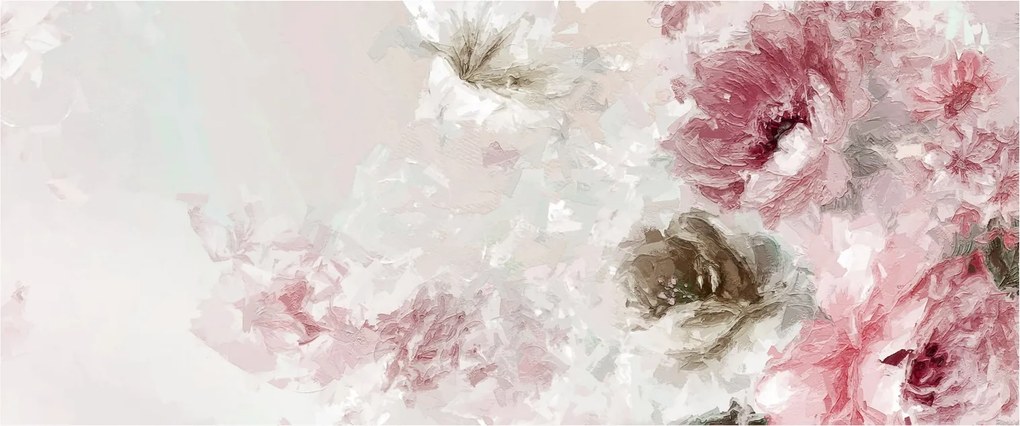 Tablou - Pictura flori roz (120x50 cm)