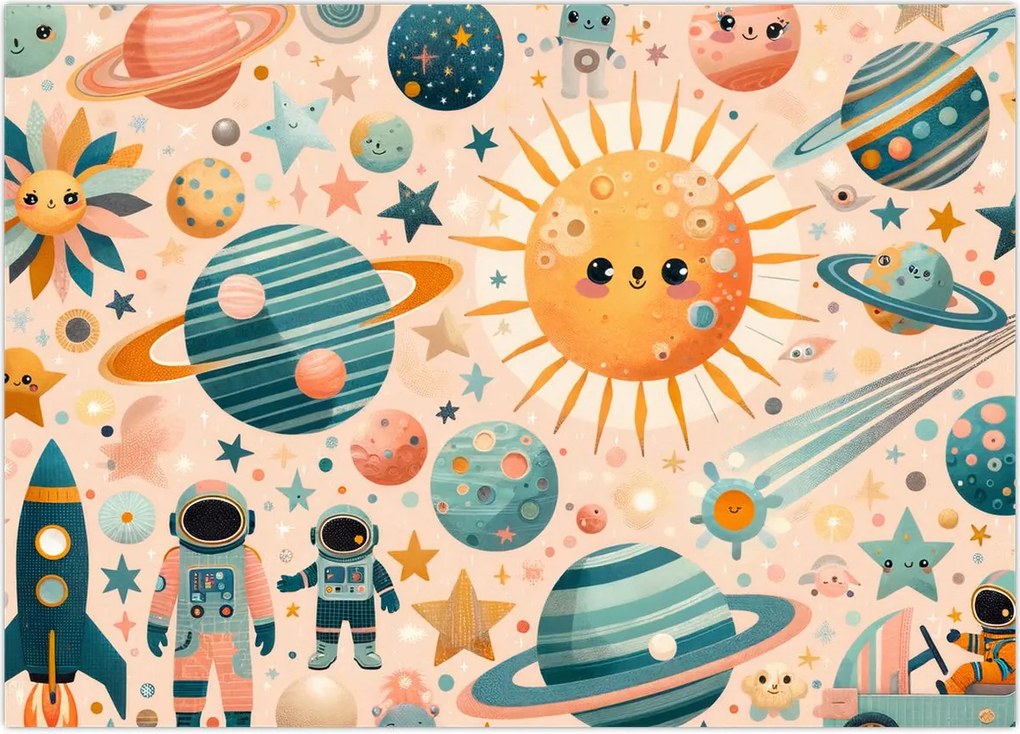 Tablou pe sticlă - Fragmente din spațiu (70x50 cm)