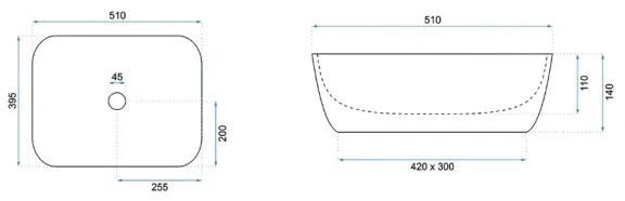 REA-U6647 - Lavoar pentru blat FREJA 39,5x51 cm ceramică/gri/decor marmură