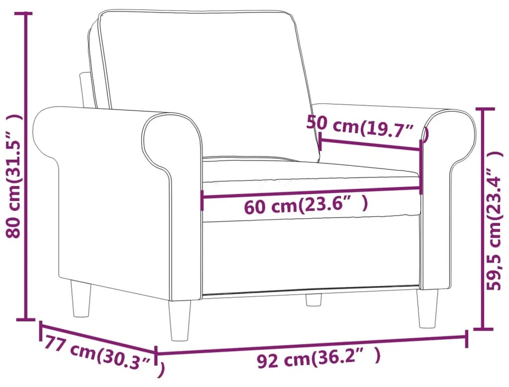 Canapea de o persoana, gri taupe, 60 cm, material textil Gri taupe, 92 x 77 x 80 cm