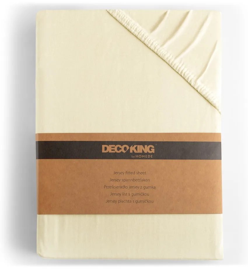 Cearceaf crem din jerseu cu elastic 220x200 cm Amber – Restilo