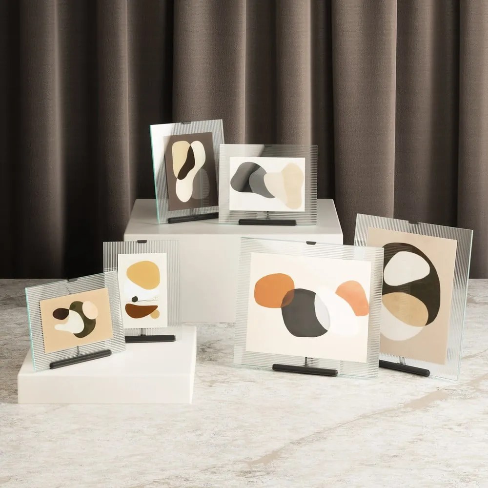 Ramă foto neagră cu picior de susținere din sticlă 19x23 cm Flute – Umbra