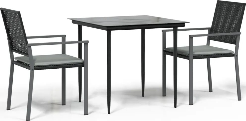 vidaXL Set mobilier de grădină cu perne, 3 piese, poliratan și oțel